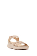 Women's Beige Chunky Sole Fabric Comfort Sandals | Derimod