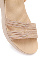 Women's Beige Chunky Sole Fabric Comfort Sandals | Derimod