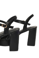 Woman Black Buckle Platform Chunky High-Heeled Sandals | Derimod