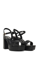 Woman Black Buckle Platform Chunky High-Heeled Sandals | Derimod