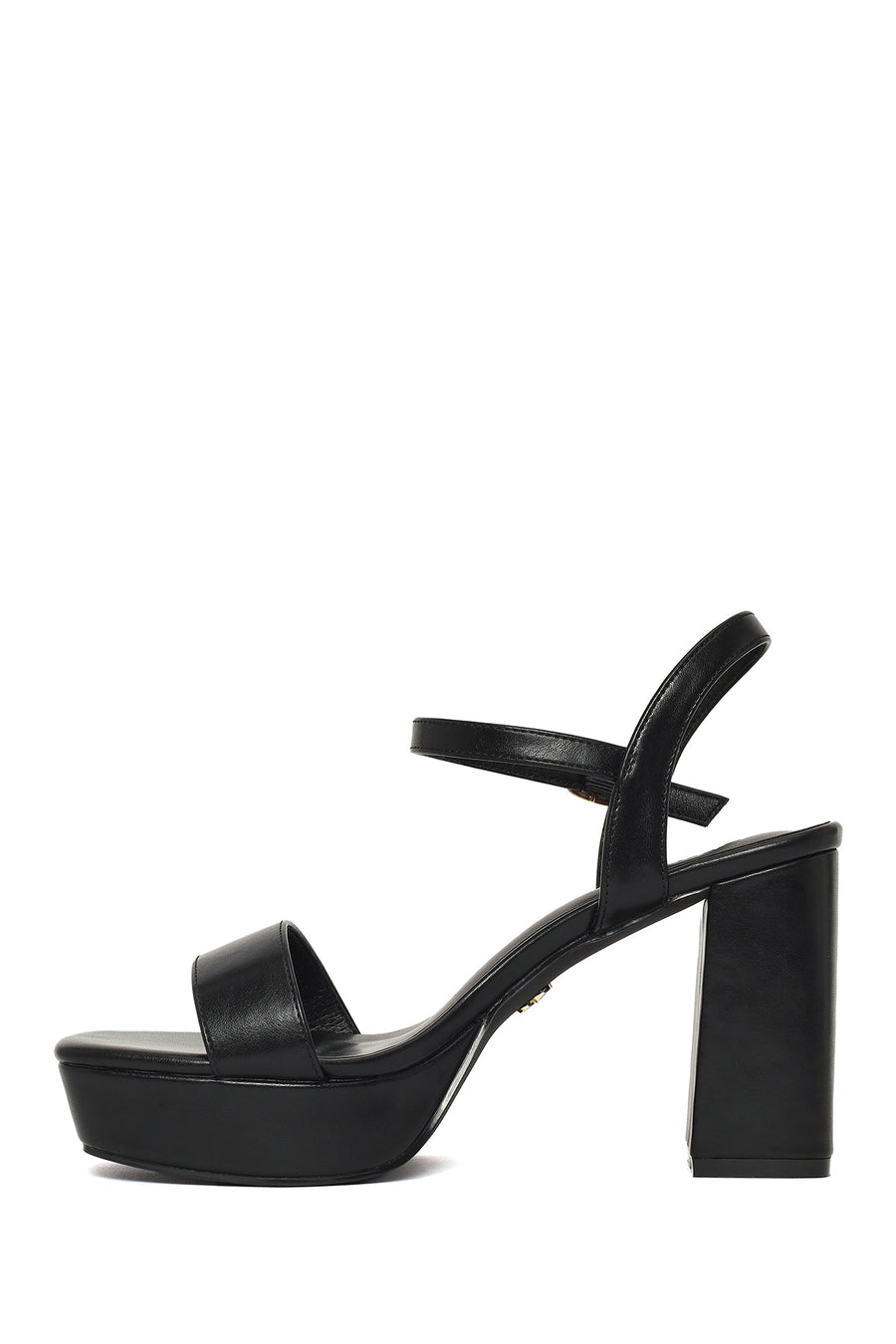 Woman Black Buckle Platform Chunky High-Heeled Sandals