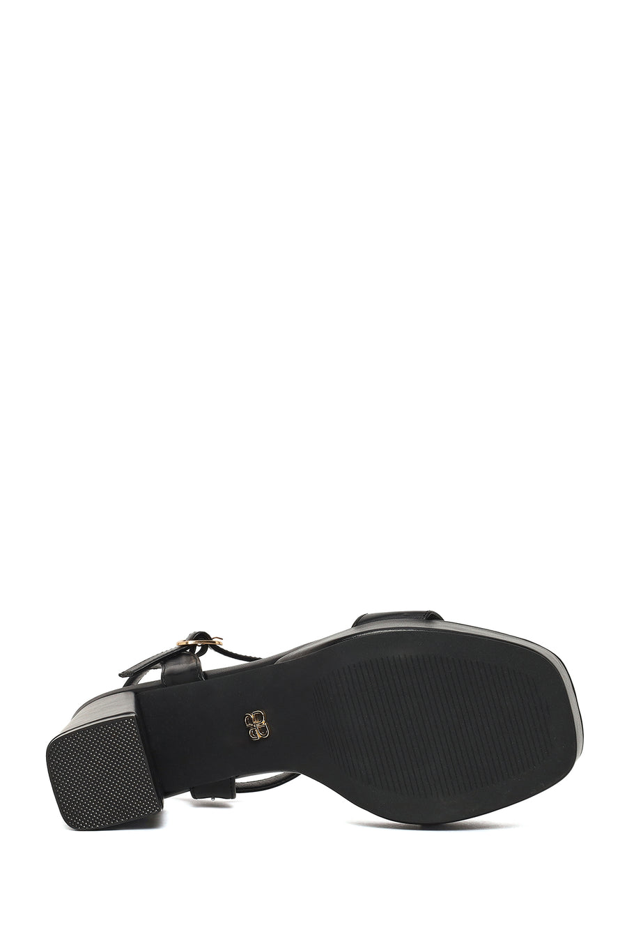Woman Black Buckle Platform Chunky High-Heeled Sandals