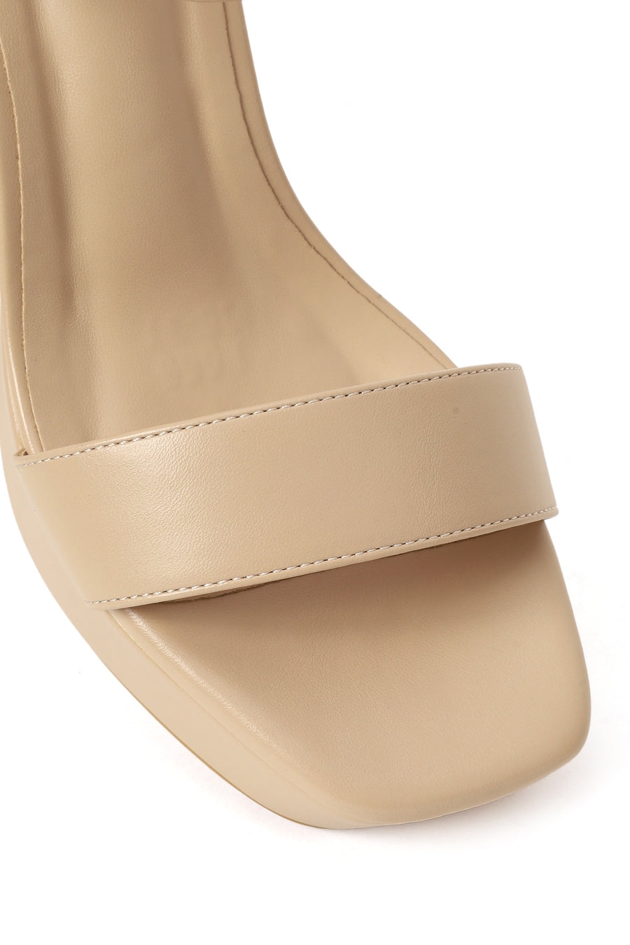 Woman Beige Buckled Platform Chunky High-Heeled Sandals