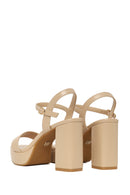 Woman Beige Buckled Platform Chunky High-Heeled Sandals | Derimod