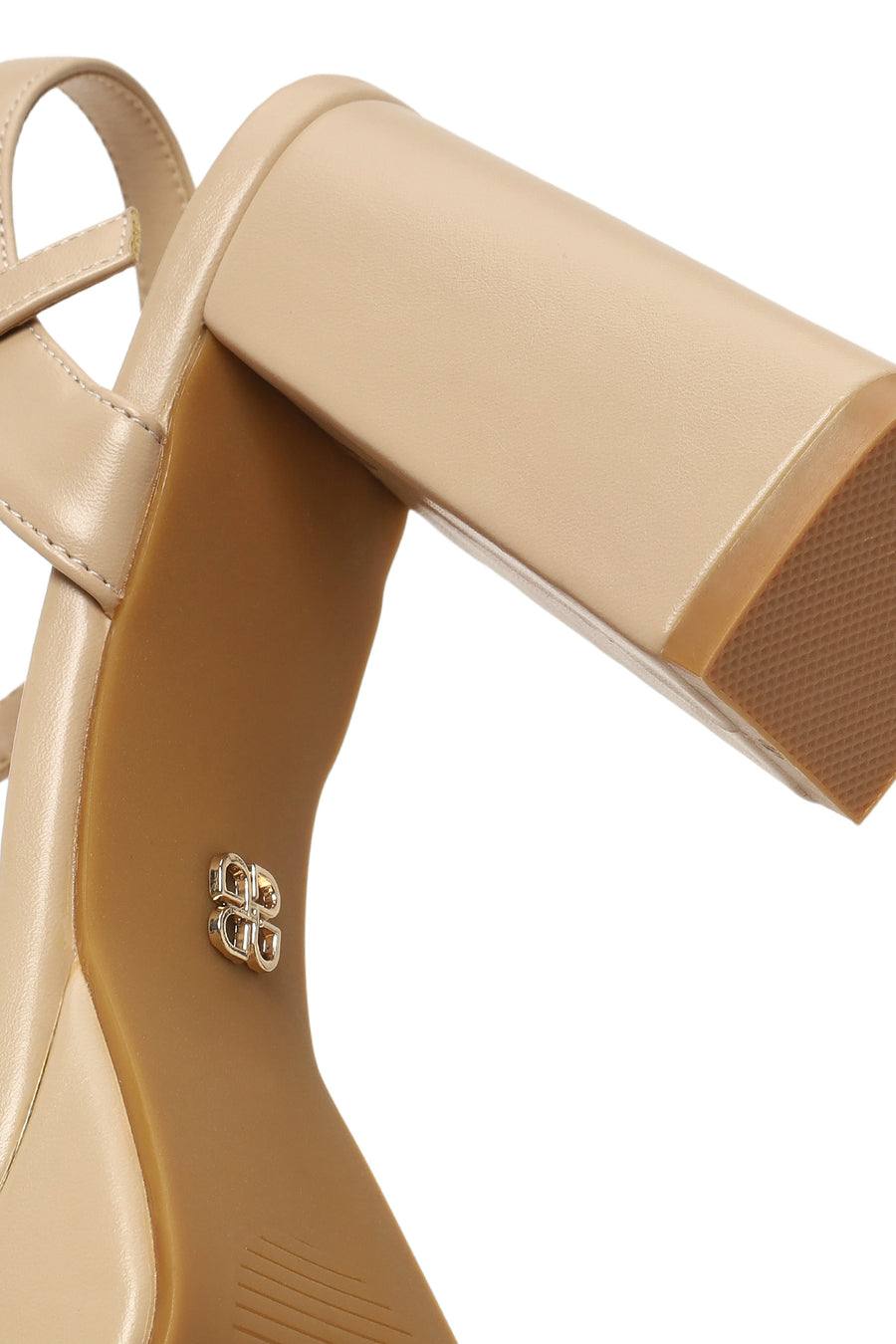 Woman Beige Buckled Platform Chunky High-Heeled Sandals