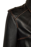 Oxford Woman Black Biker Leather Jacket | Derimod