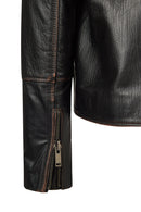 Oxford Woman Black Biker Leather Jacket | Derimod