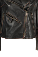 Oxford Woman Black Biker Leather Jacket | Derimod