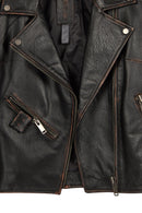 Oxford Woman Black Biker Leather Jacket | Derimod