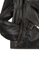 Oxford Woman Black Biker Leather Jacket | Derimod