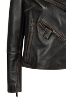 Oxford Woman Black Biker Leather Jacket | Derimod