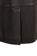 Evita Woman Black Leather Trench Coat with Belt Detail | Derimod