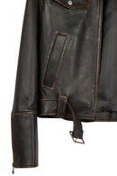 Nina Woman Black Vintage Leather Jacket | Derimod