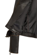 Nina Woman Black Vintage Leather Jacket | Derimod