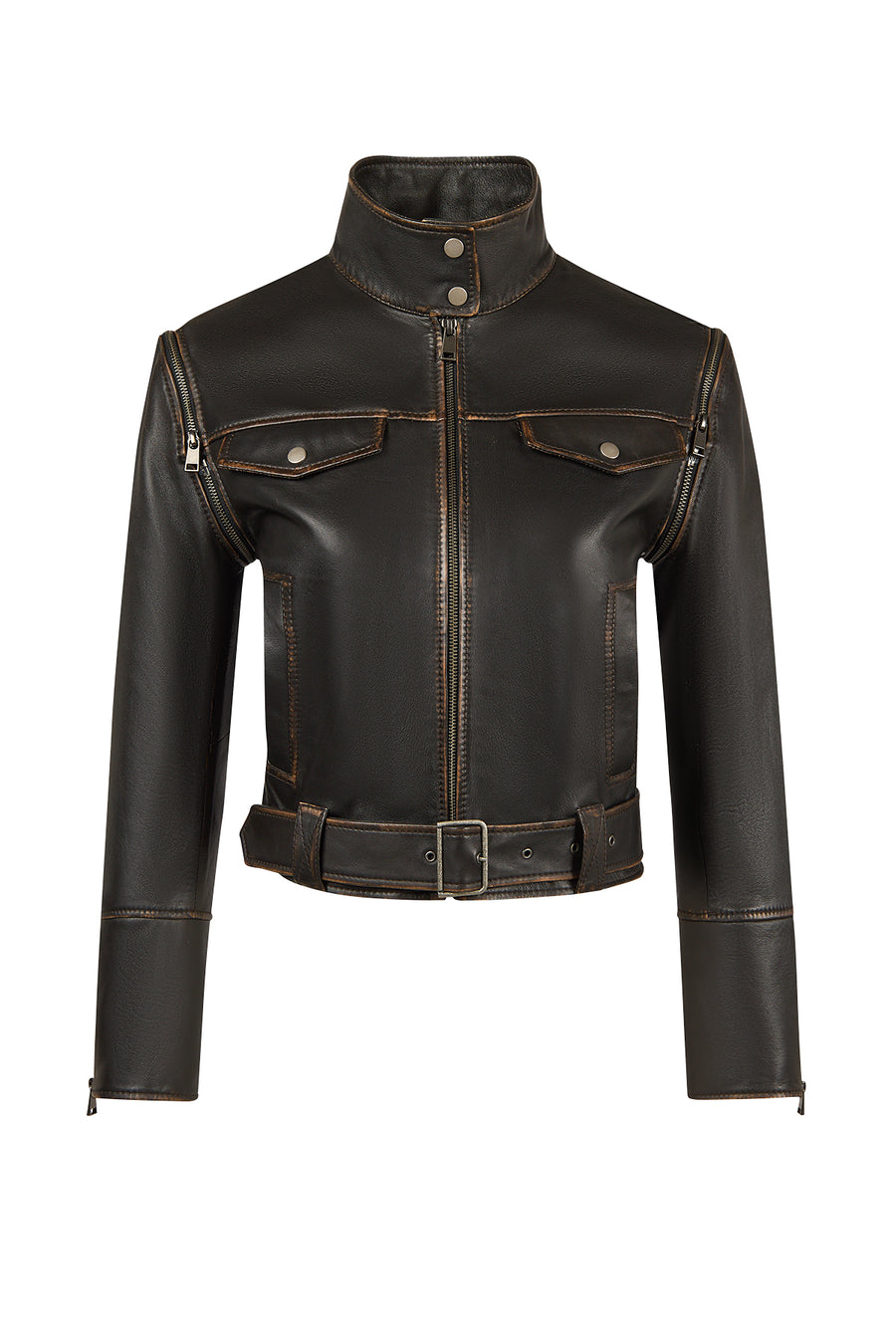 Nina Woman Black Vintage Leather Jacket