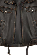 Nina Woman Black Vintage Leather Jacket | Derimod
