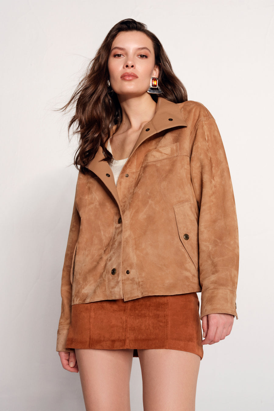Sandiego Kadın Camel Oversize Süet Deri Ceket 26SGD565810 | Derimod