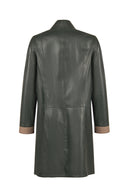 Marina Woman Green Oversize Leather Coat | Derimod