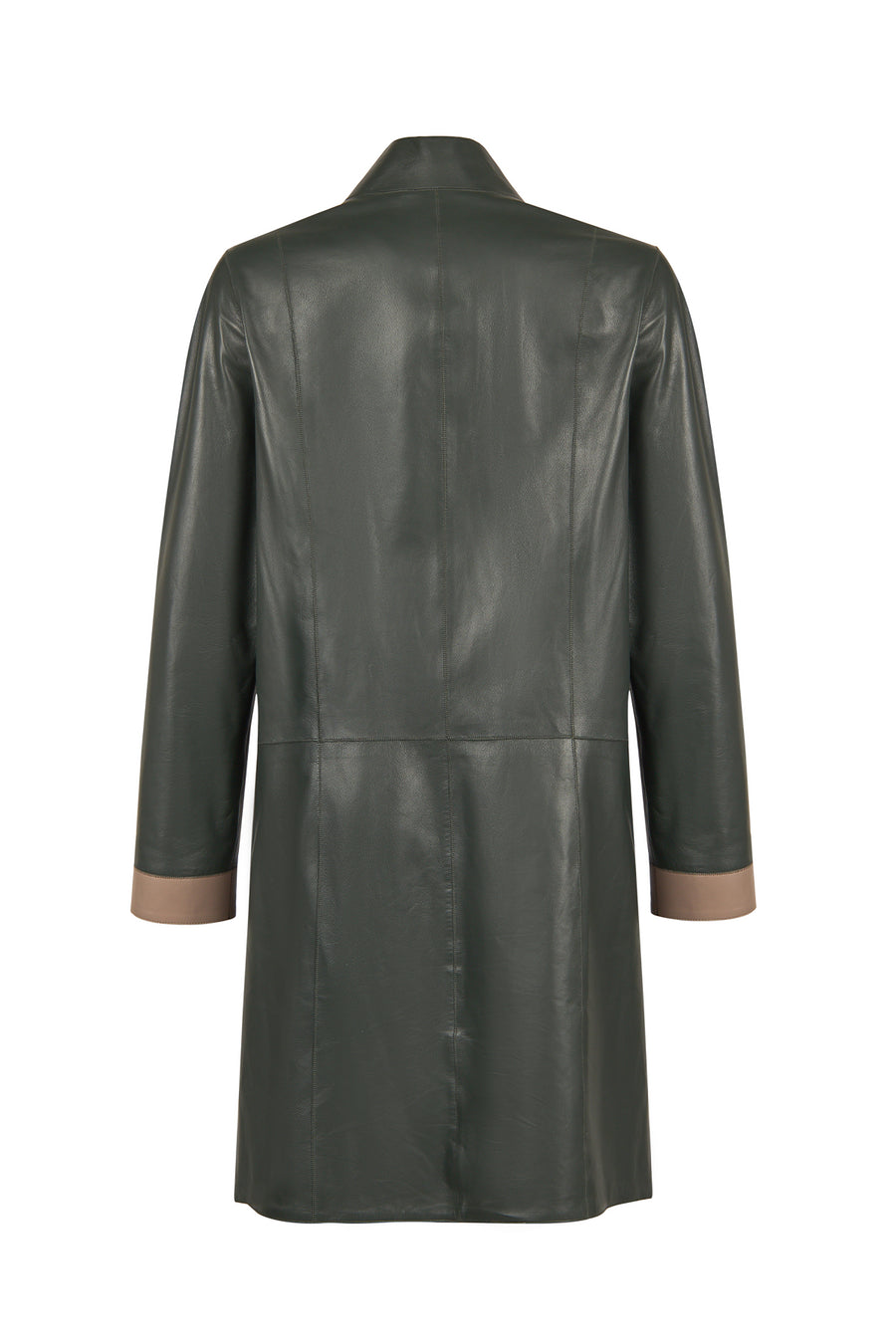 Marina Woman Green Oversize Leather Coat