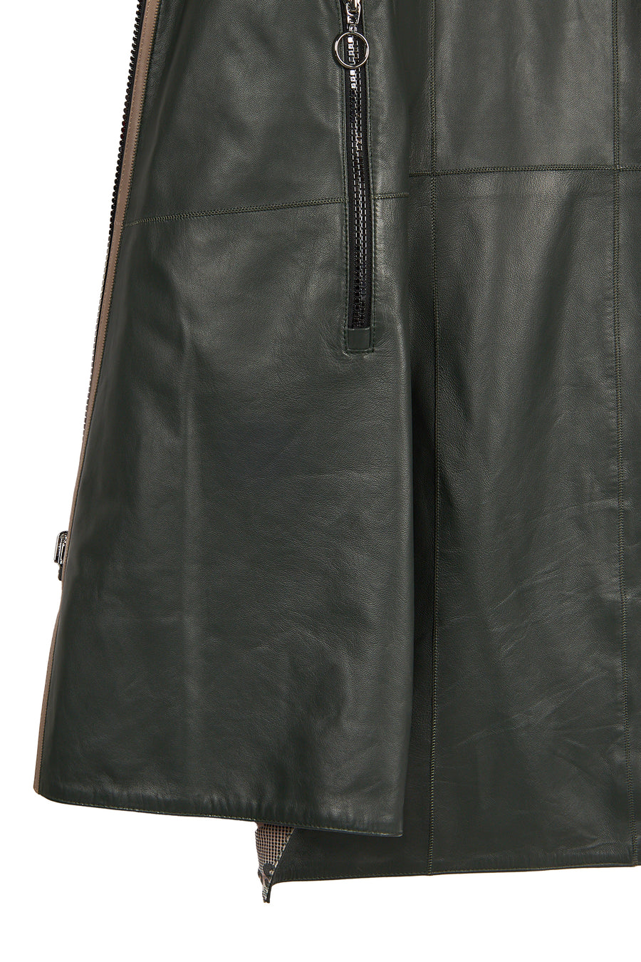 Marina Woman Green Oversize Leather Coat