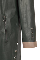 Marina Woman Green Oversize Leather Coat | Derimod
