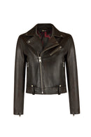 Newyork Woman Bronze Biker Leather Jacket | Derimod