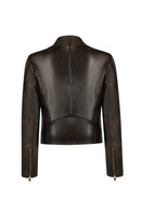 Newyork Woman Bronze Biker Leather Jacket | Derimod
