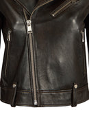 Newyork Woman Bronze Biker Leather Jacket | Derimod