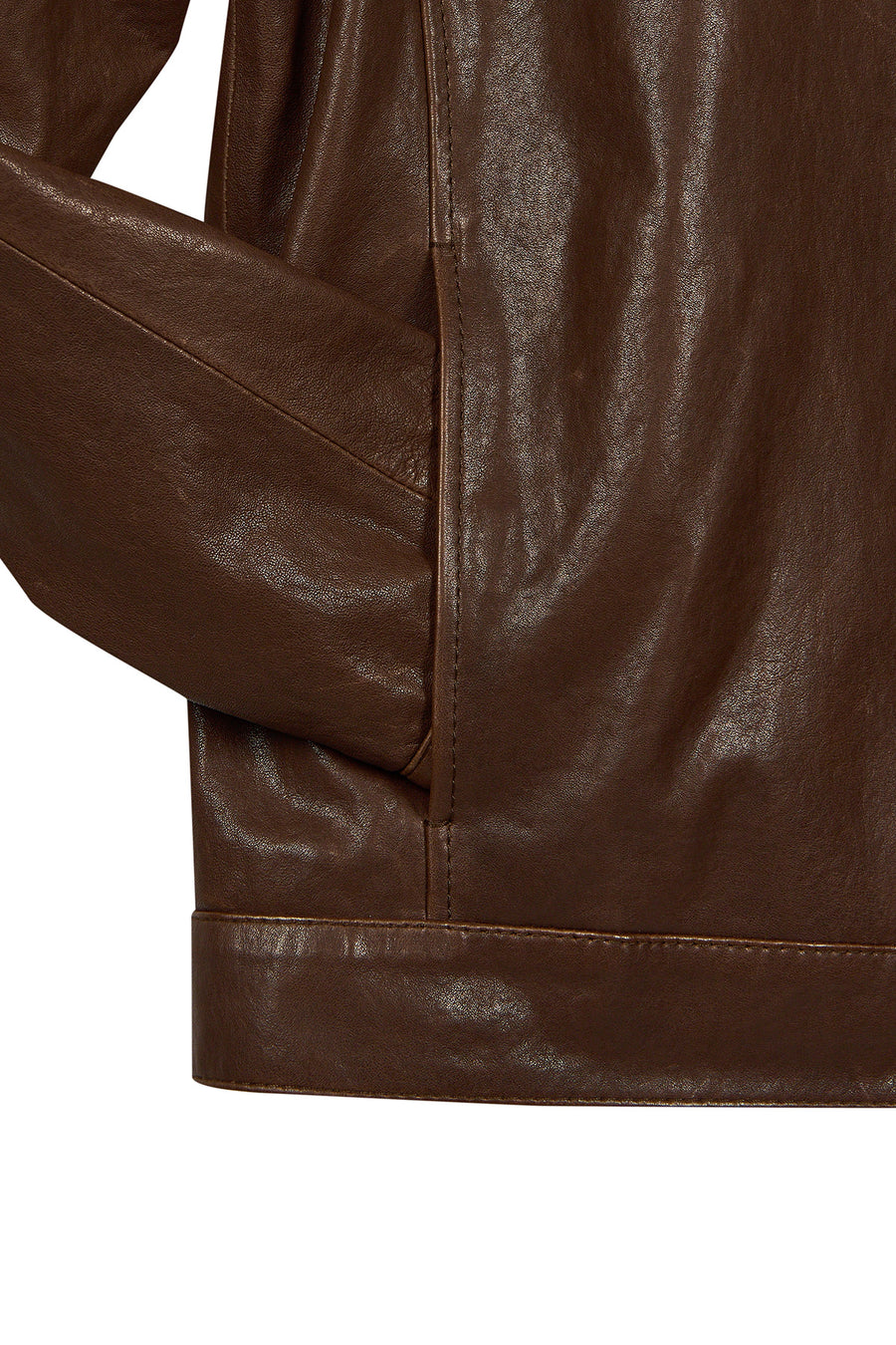 Mane Male Brown Mandarin Collar Leather Jacket