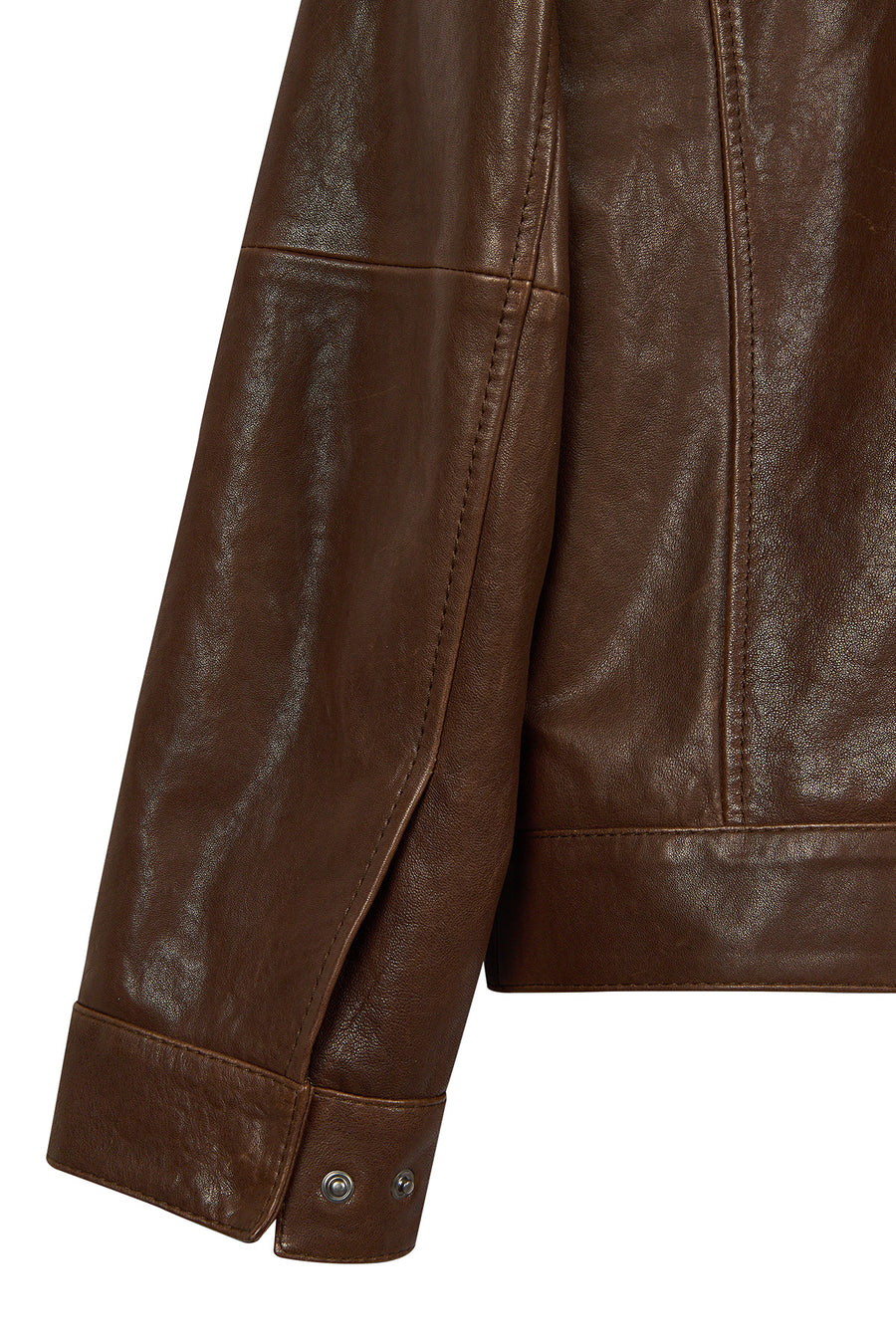 Mane Male Brown Mandarin Collar Leather Jacket