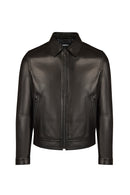 Haaland Male Black Leather Jacket | Derimod