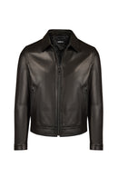 Haaland Male Black Leather Jacket | Derimod