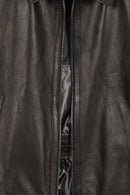 Haaland Male Black Leather Jacket | Derimod