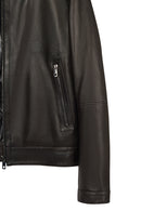 Haaland Male Black Leather Jacket | Derimod