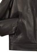 Haaland Male Black Leather Jacket | Derimod