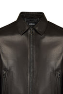 Haaland Male Black Leather Jacket | Derimod