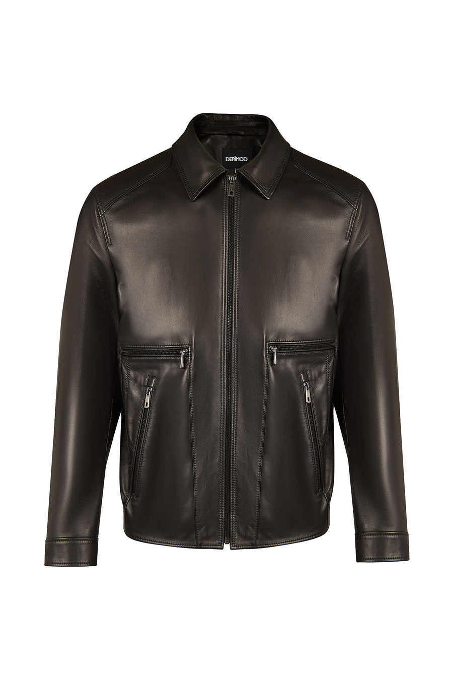 Amrabat Male Black Leather Jacket 26SGD6607U4 | Derimod