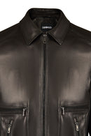 Amrabat Male Black Leather Jacket | Derimod