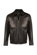 Amrabat Male Black Leather Jacket | Derimod