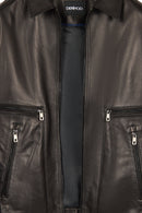 Amrabat Male Black Leather Jacket | Derimod