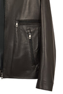 Amrabat Male Black Leather Jacket | Derimod