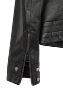 Bonny Woman Black Leather Jacket with Metal Details | Derimod