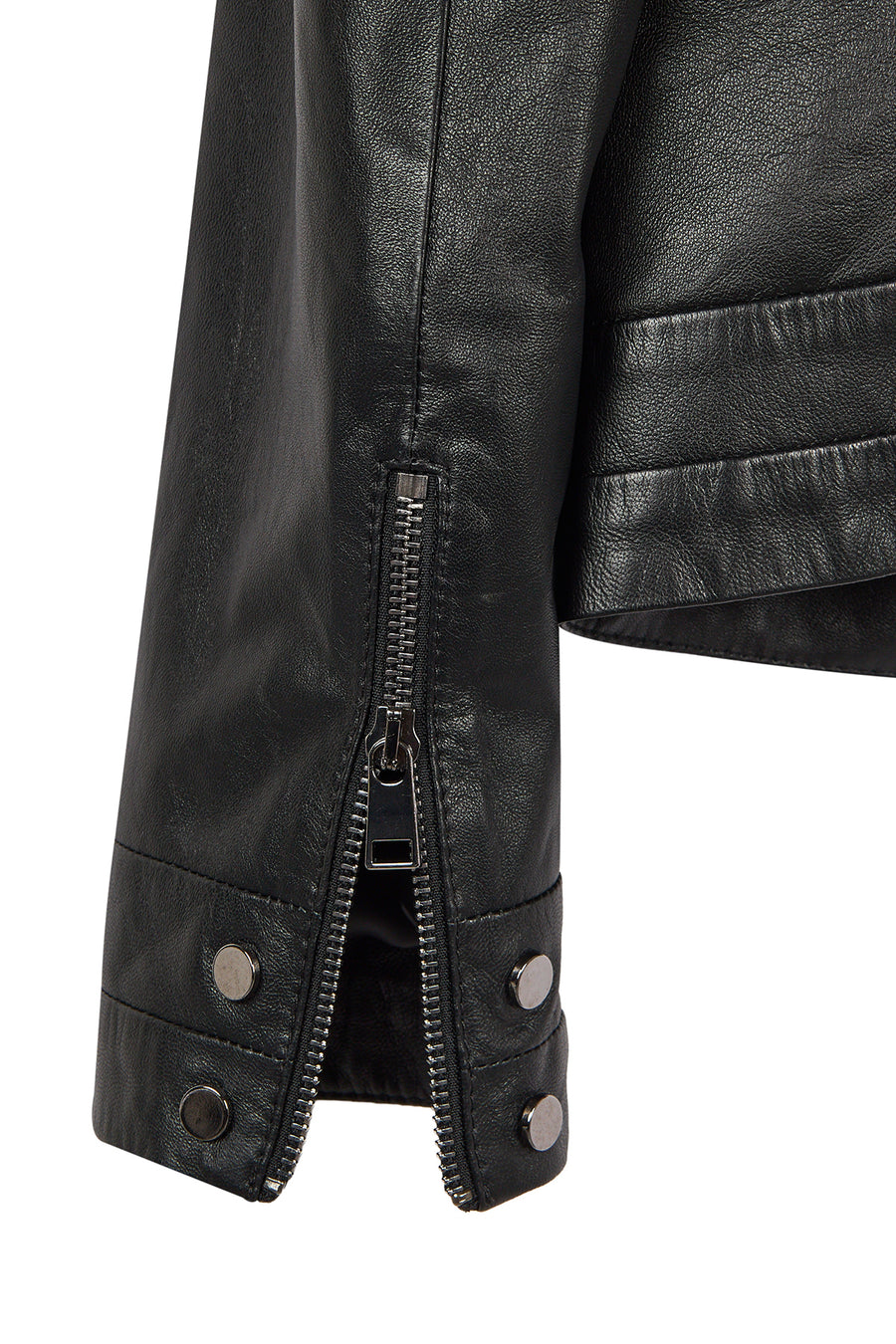 Bonny Woman Black Leather Jacket with Metal Details