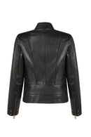 Bonny Woman Black Leather Jacket with Metal Details | Derimod