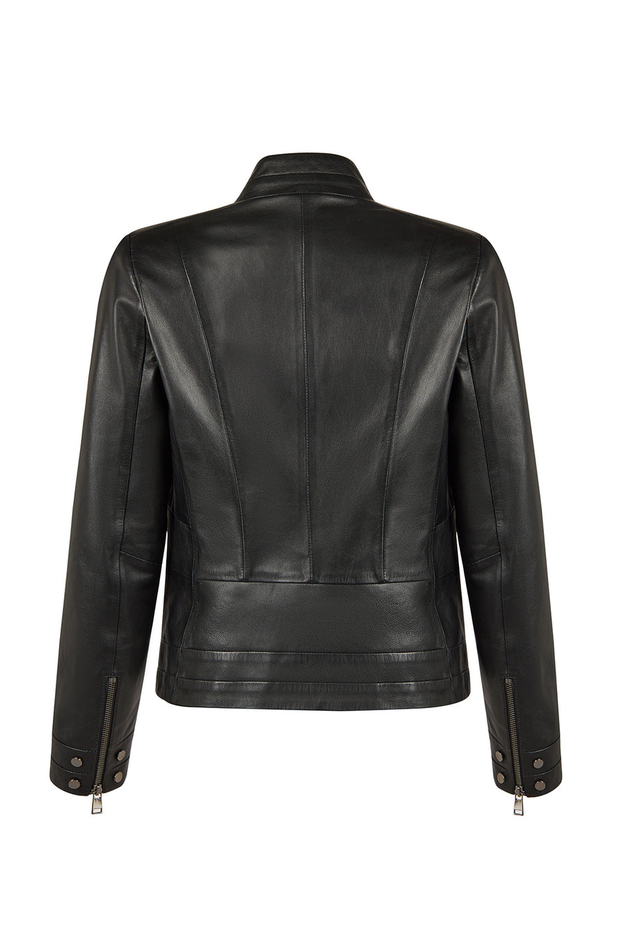 Bonny Woman Black Leather Jacket with Metal Details