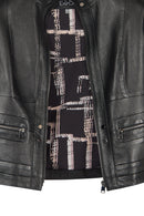 Bonny Woman Black Leather Jacket with Metal Details | Derimod