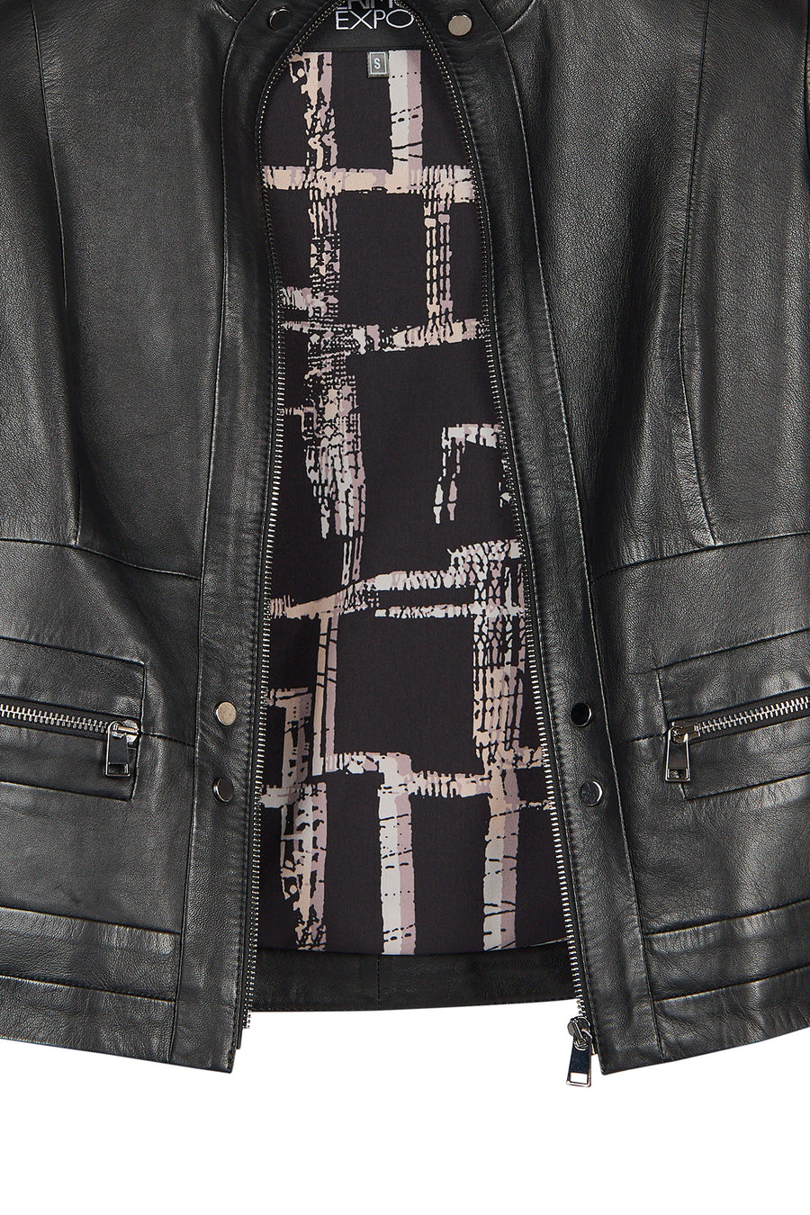Bonny Woman Black Leather Jacket with Metal Details