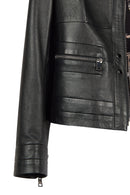 Bonny Woman Black Leather Jacket with Metal Details | Derimod