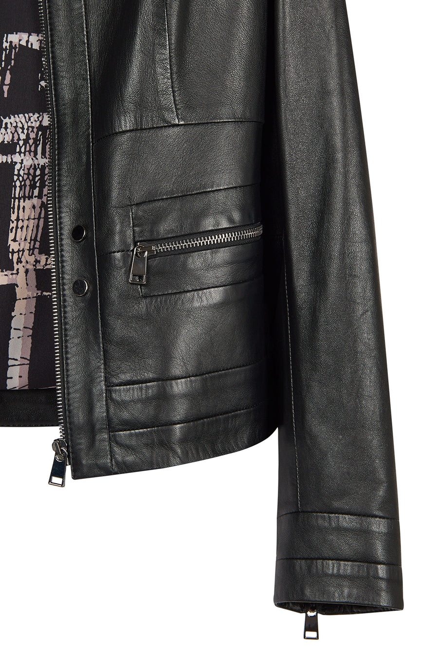 Bonny Woman Black Leather Jacket with Metal Details