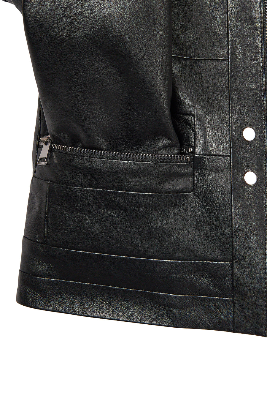 Bonny Woman Black Leather Jacket with Metal Details